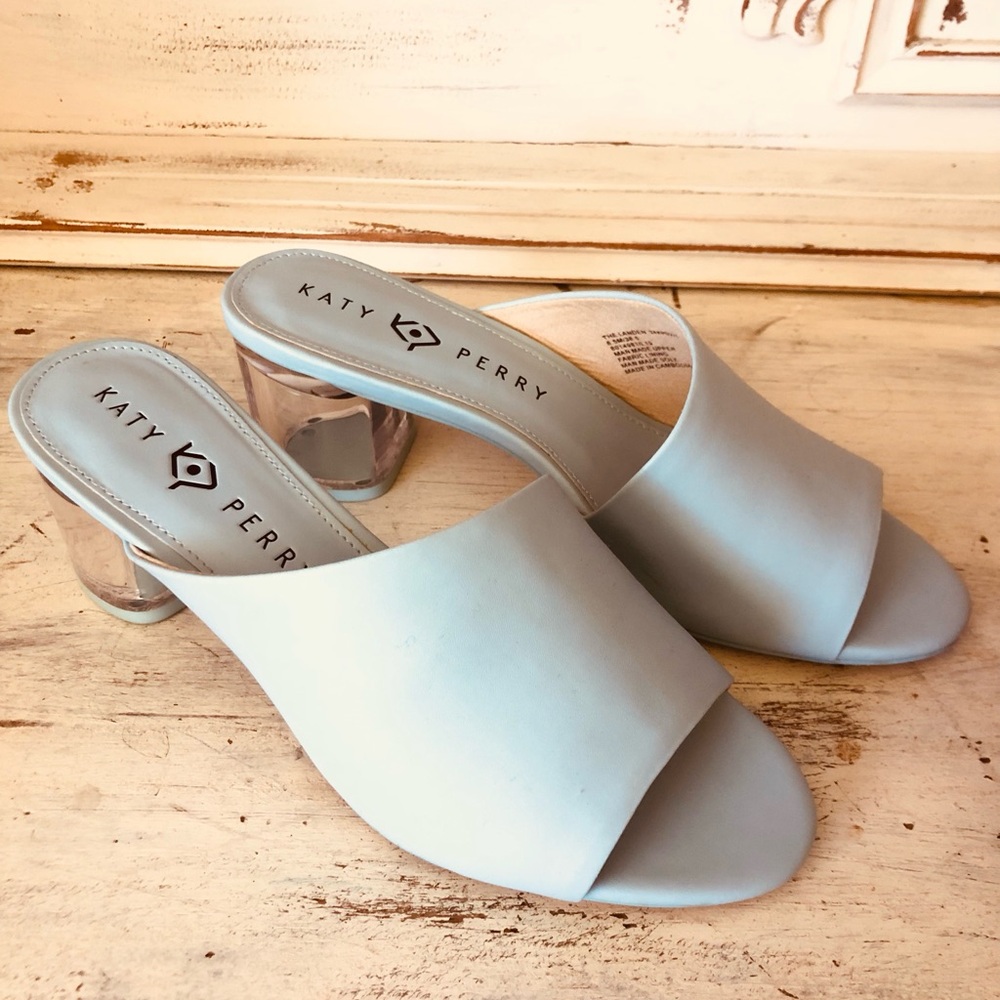 Katy Perry Collections Sky Blue Mules with Transparent Heel